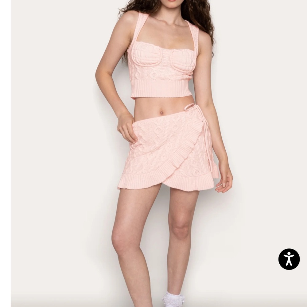 Danielle Guizio Pink Gemma Knit Crop Top